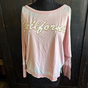 Chaser CALIFORNIA Long-Sleeve Burnout Camp Tee NWT L Season Refresh pink Soft
